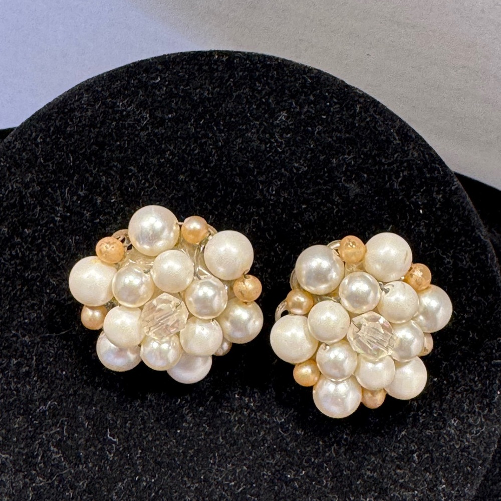 Vintage Japan signed Faux Pearl and Crystal Beads